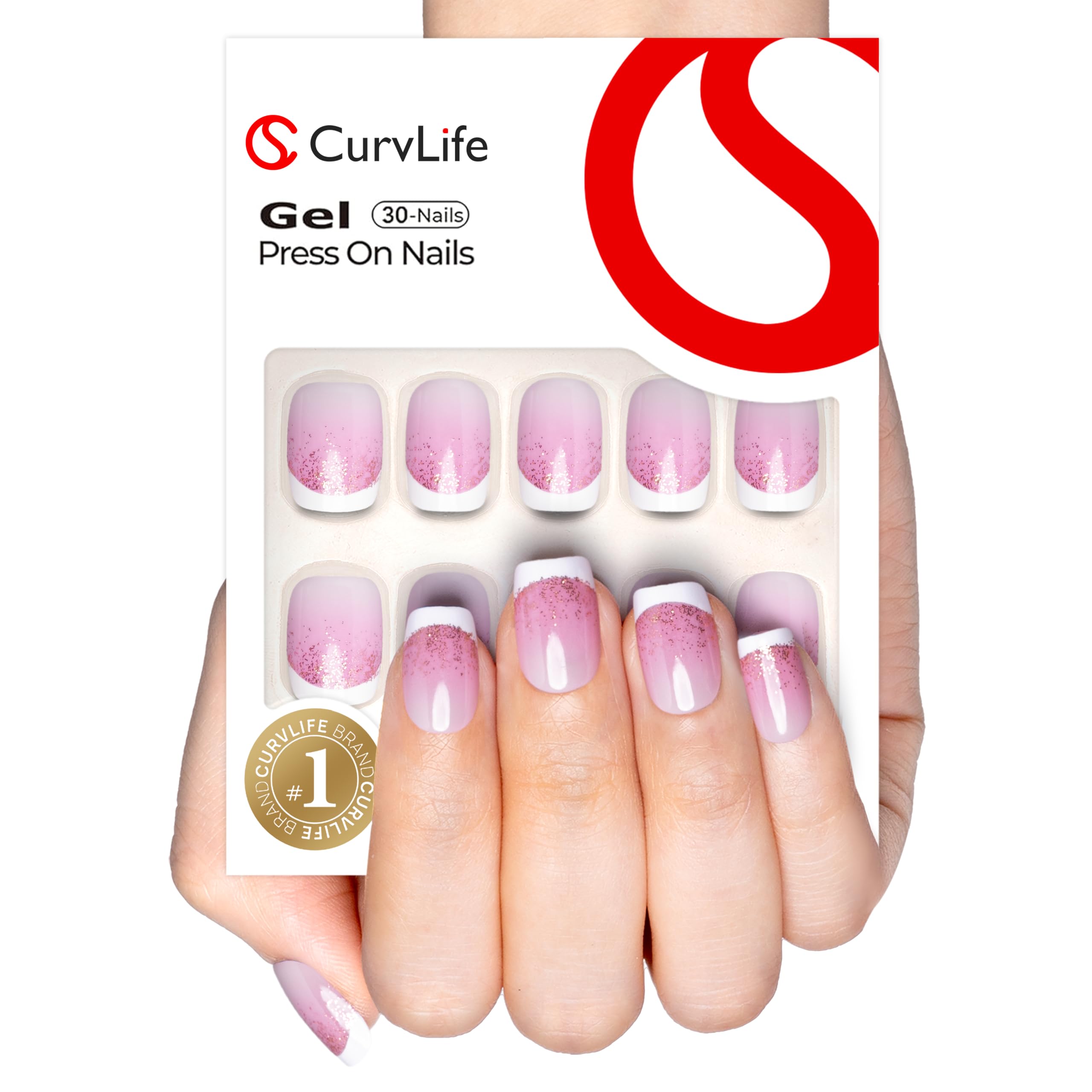 Curvlife uñas pegadas con diseño ojos gato, elegantes y listas para usar.