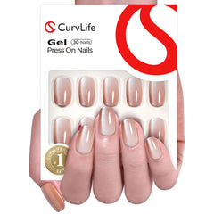 CurvLife uñas postizas, tono desnudo-albaricoque, resultado natural y suave