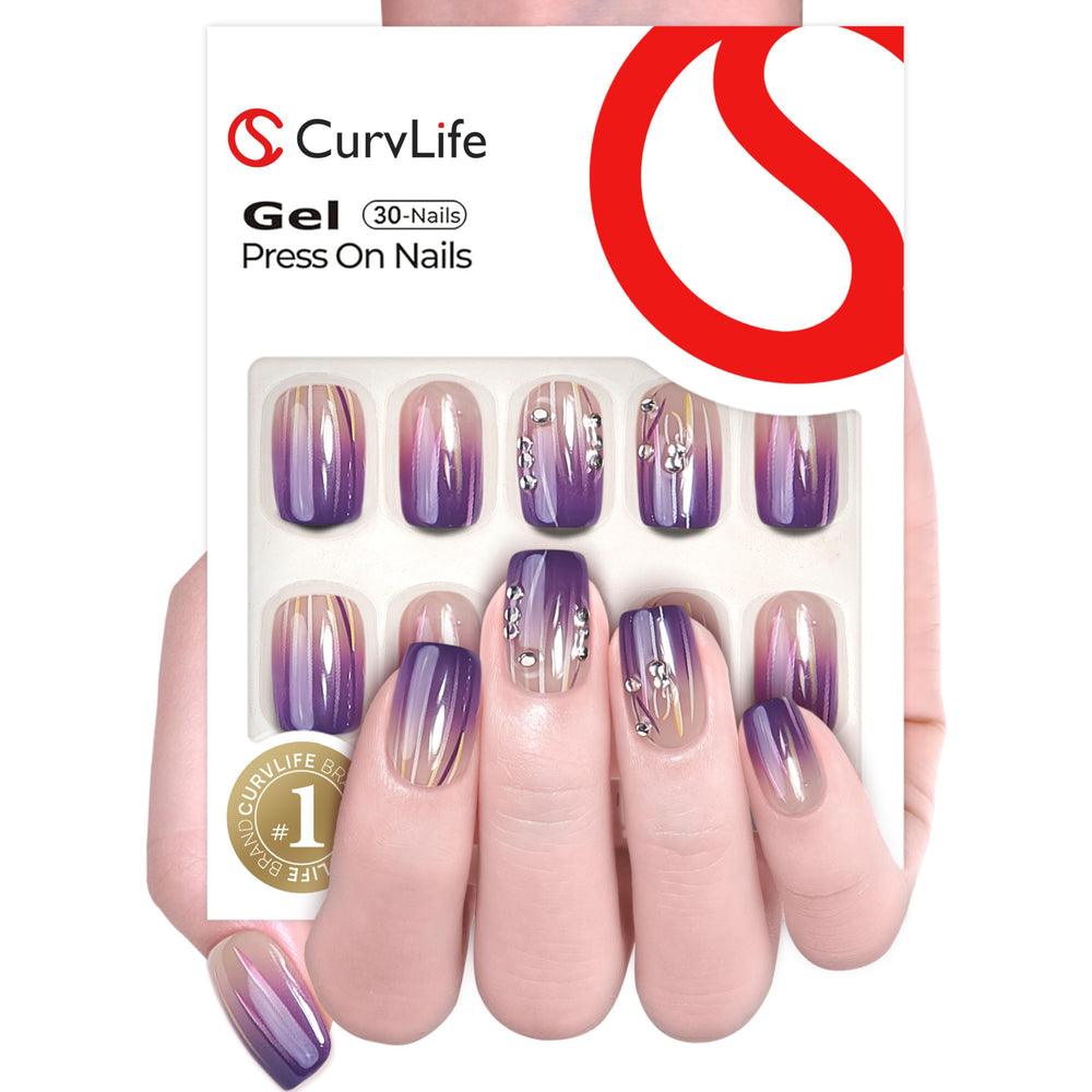 CurvLife uñas postizas con diseño pintado a mano y acabado duradero