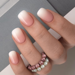 Curvlife uñas postizas gel frances nude brillo para manicura rápida.