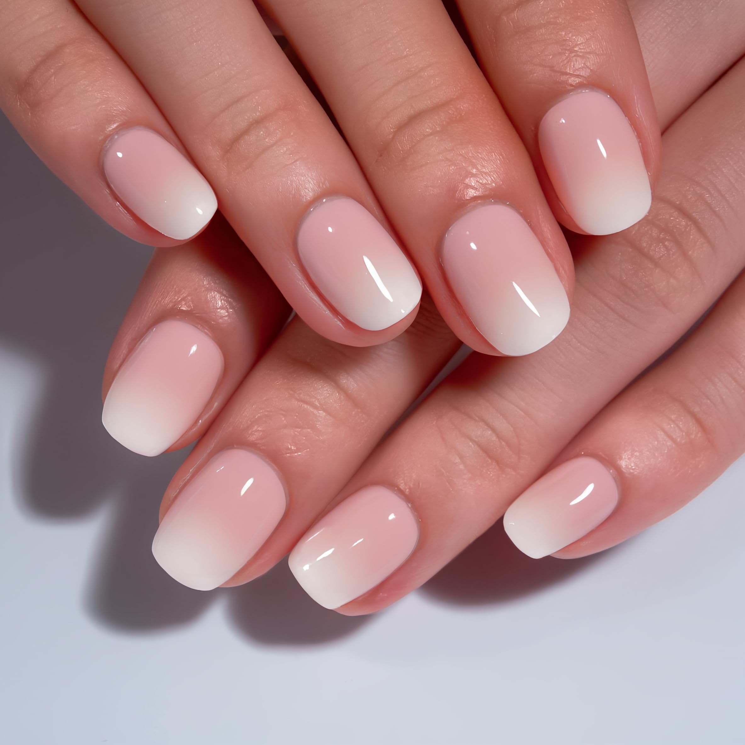 Curvlife uñas postizas gel nude-ombre 30 piezas para aspecto natural.