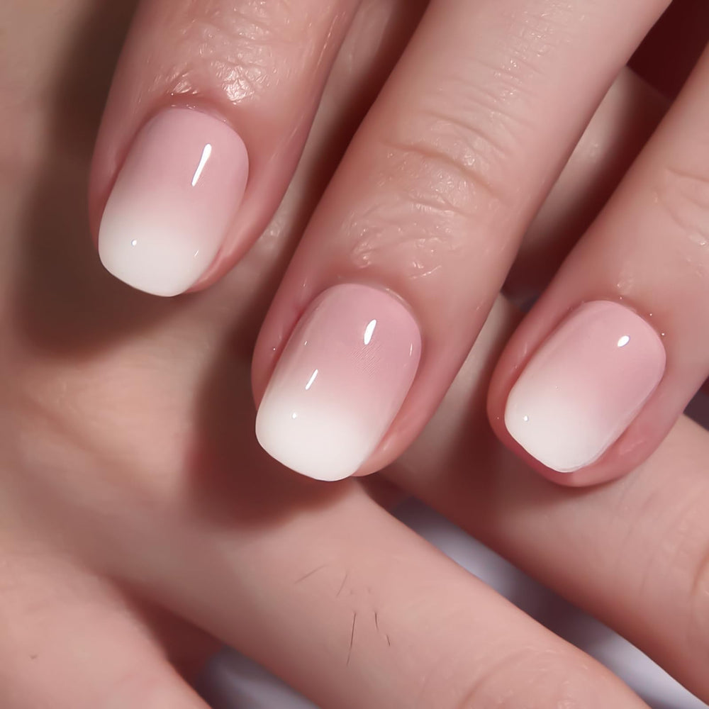 Curvlife uñas postizas gel nude-ombre con caja de almacenamiento ordenada.