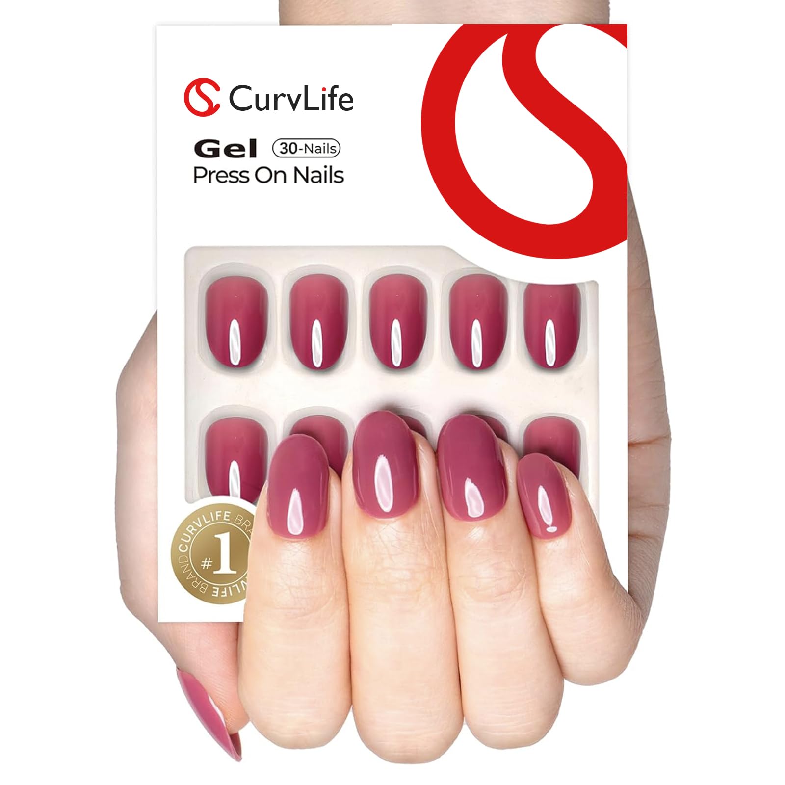Curvlife Unas postizas gel suave con diseño de rosas rojas para un acabado natural