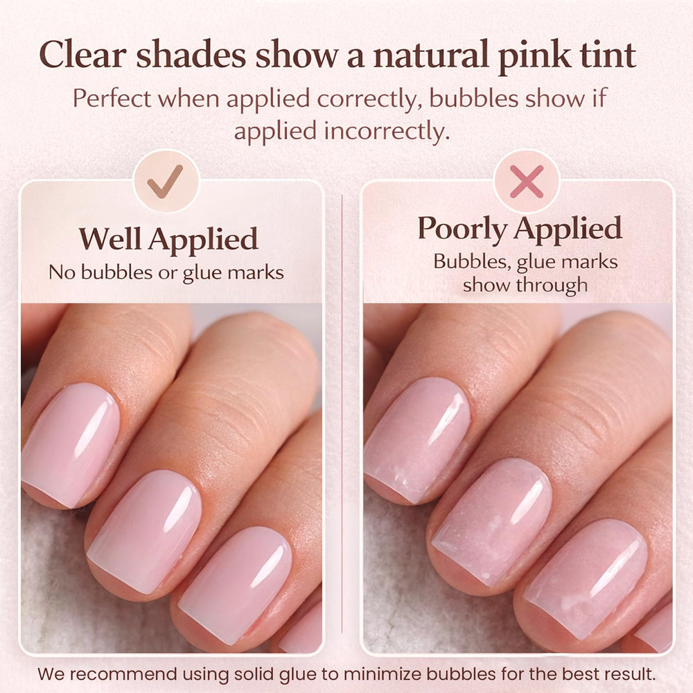 CurvLife Uñas soft gel Frances con punta nude para un acabado profesional