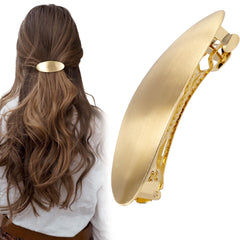 CustomyLife 3-inch oval gold barrette secures thick hair with elegant hold.
