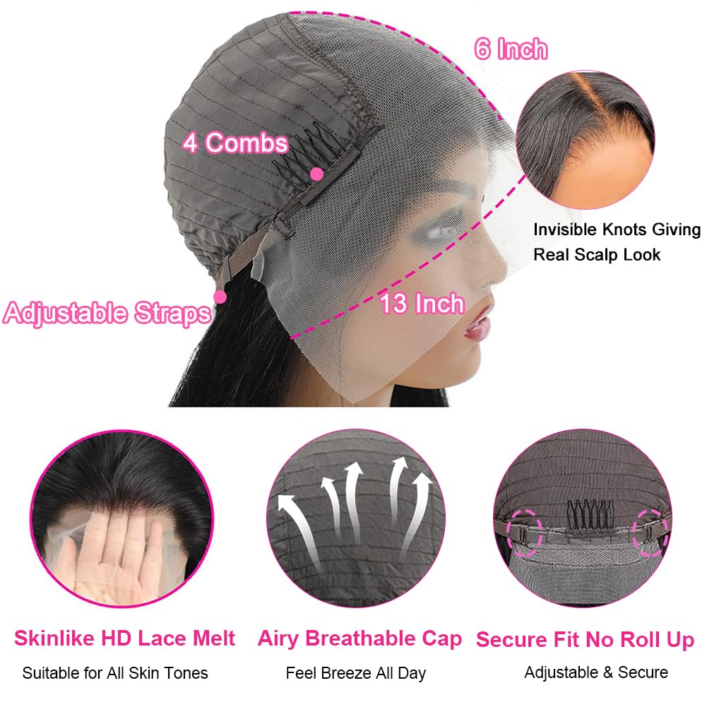 CUTE BEIN hd lace-front wig with seamless part and secure cap