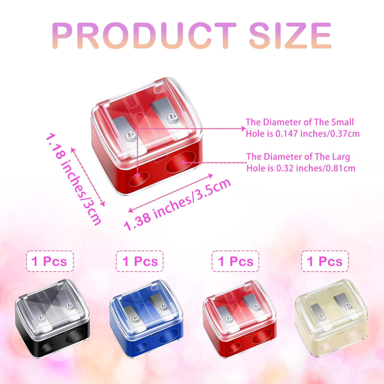 CUTEABC makeup pencil sharpener large-hole 12mm for thick pencils.