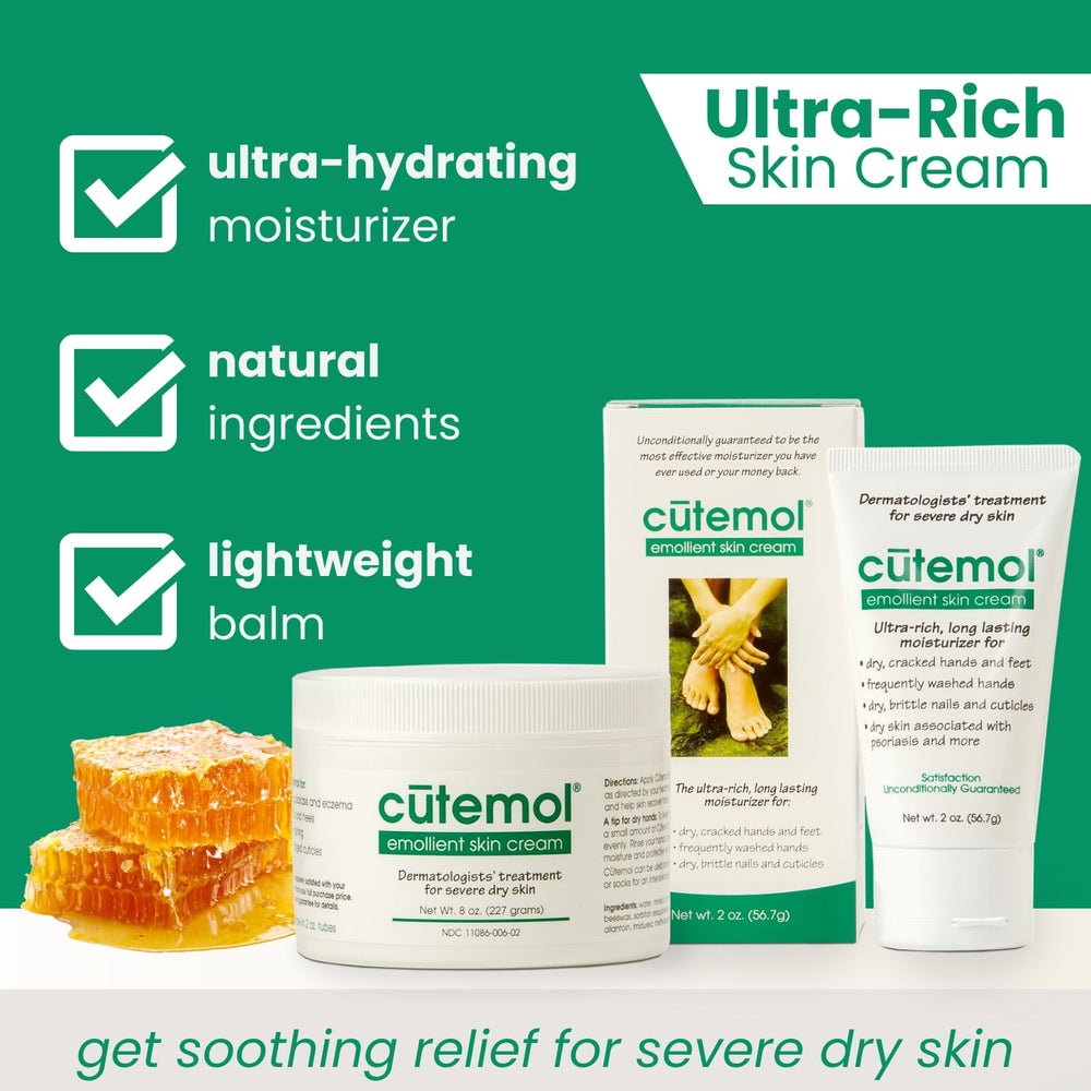 Cutemol Emollient Cream hand application demonstrates quick absorption and moisturization.