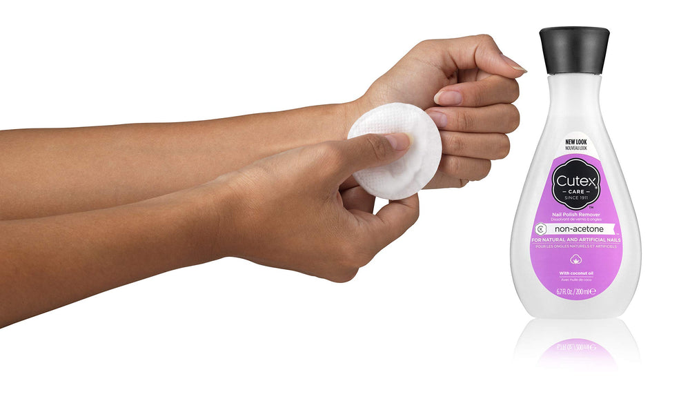 Cutex Non-Acetone Nail Polish Remover liquid in bottle ready for smooth removal.