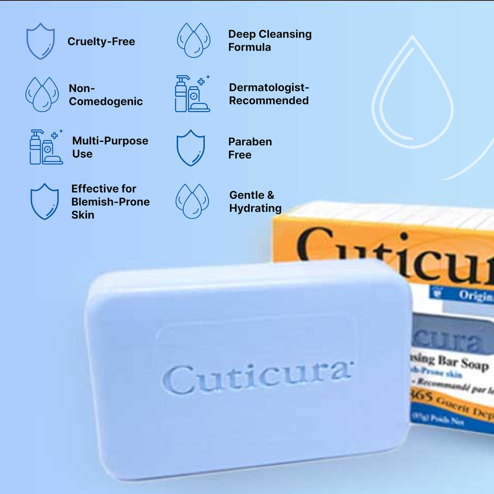 Cuticura being applied to face and body for deep clean.