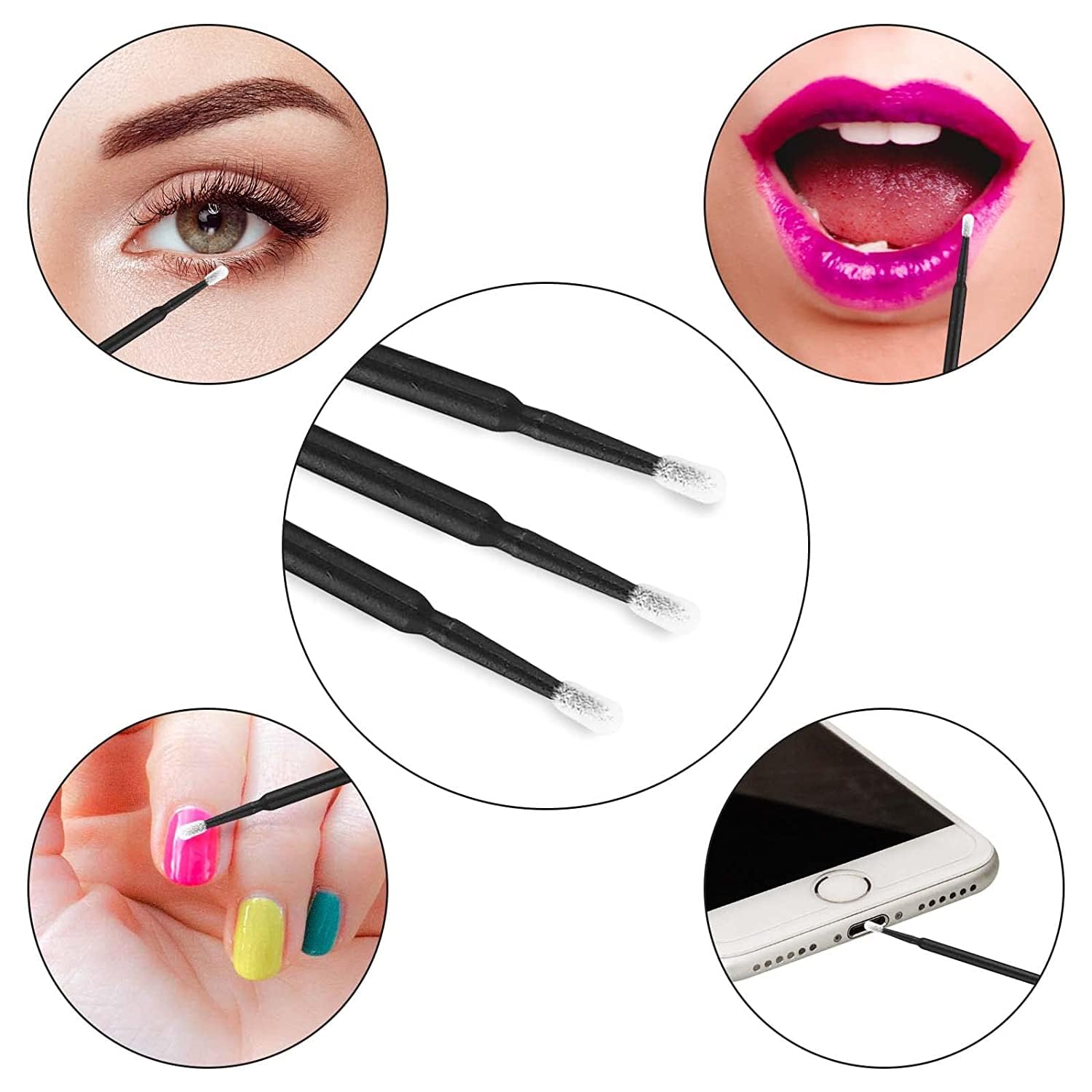 Cuttte disposable micro-swabs in a 6-pack for versatile lash care and crafts.