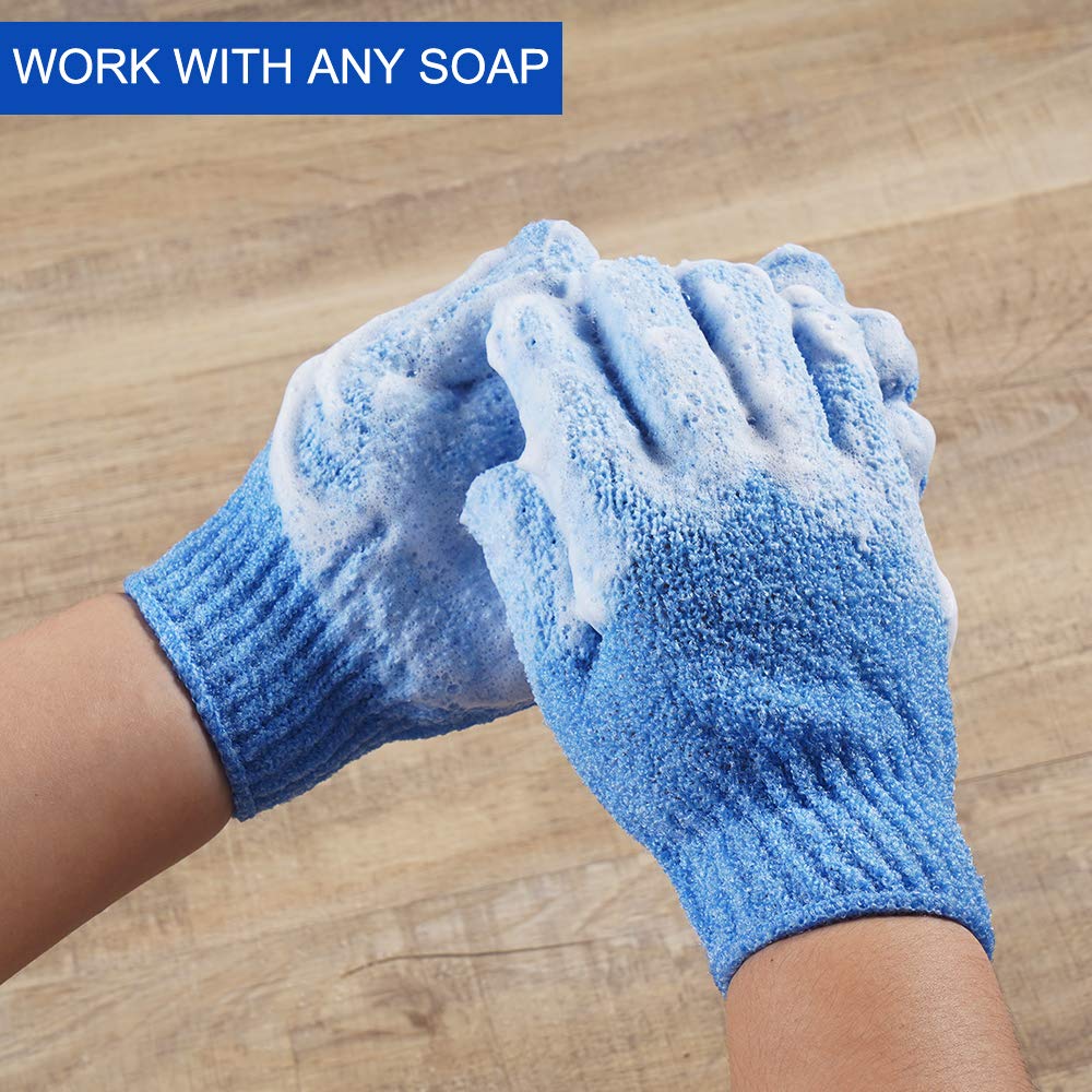CVNDKN guantes exfoliantes colores variados, experiencia de baño agradable y exfoliación suave.