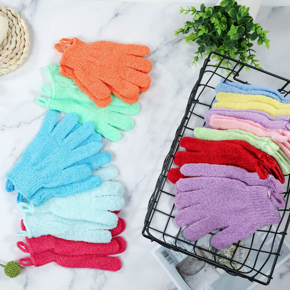 Guantes exfoliantes CVNDKN con lazo de colgar para secado rápido