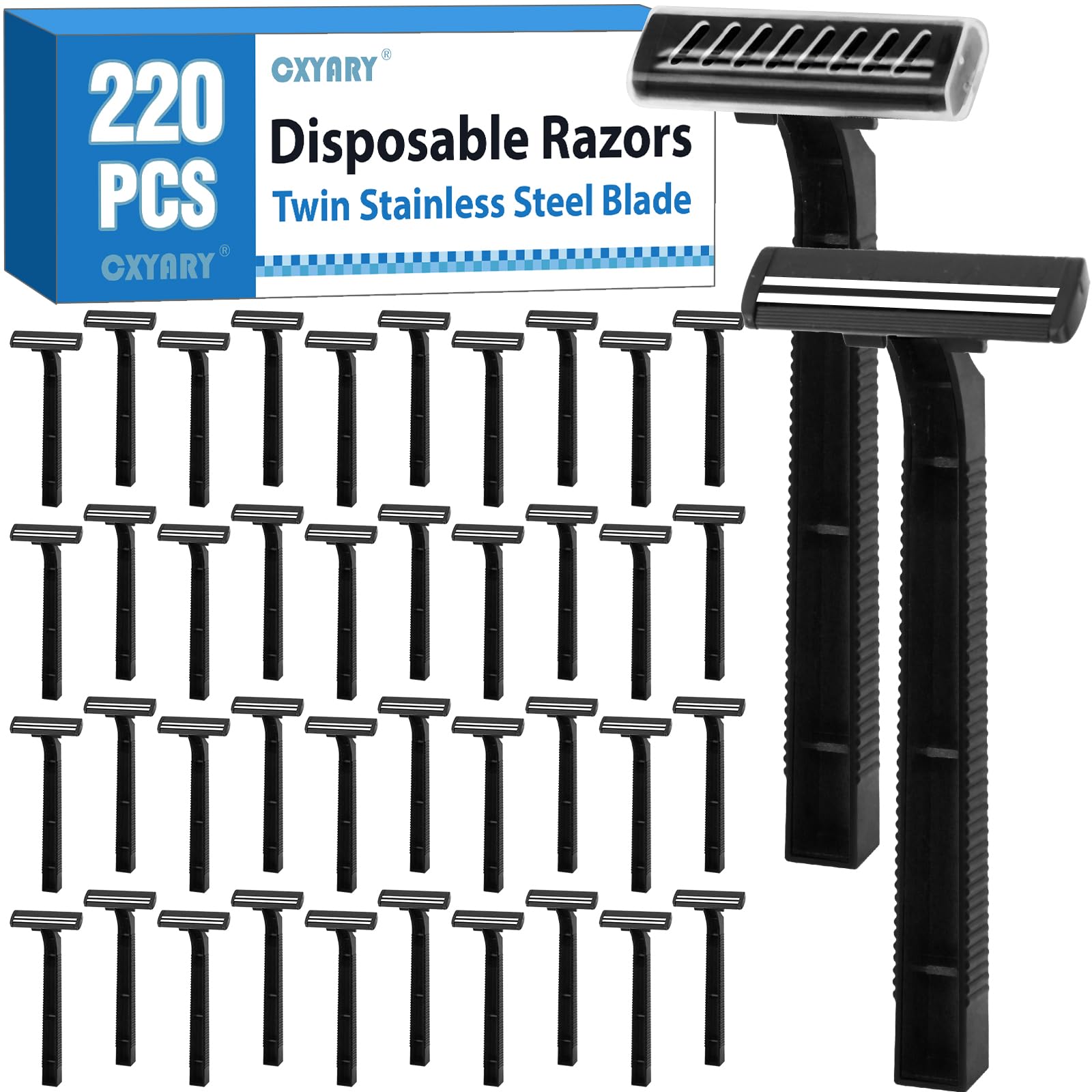 CXYARY 220-pcs twin blade disposable razors pack for convenient daily shaving.