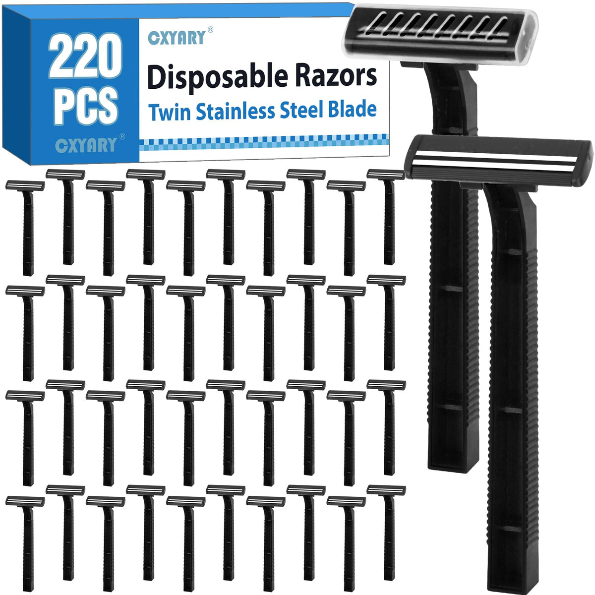 CXYARY 220-pcs twin blade disposable razors pack for convenient daily shaving.