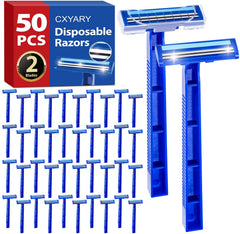 CXYARY 50-pack blue disposable razors for home or travel convenience.
