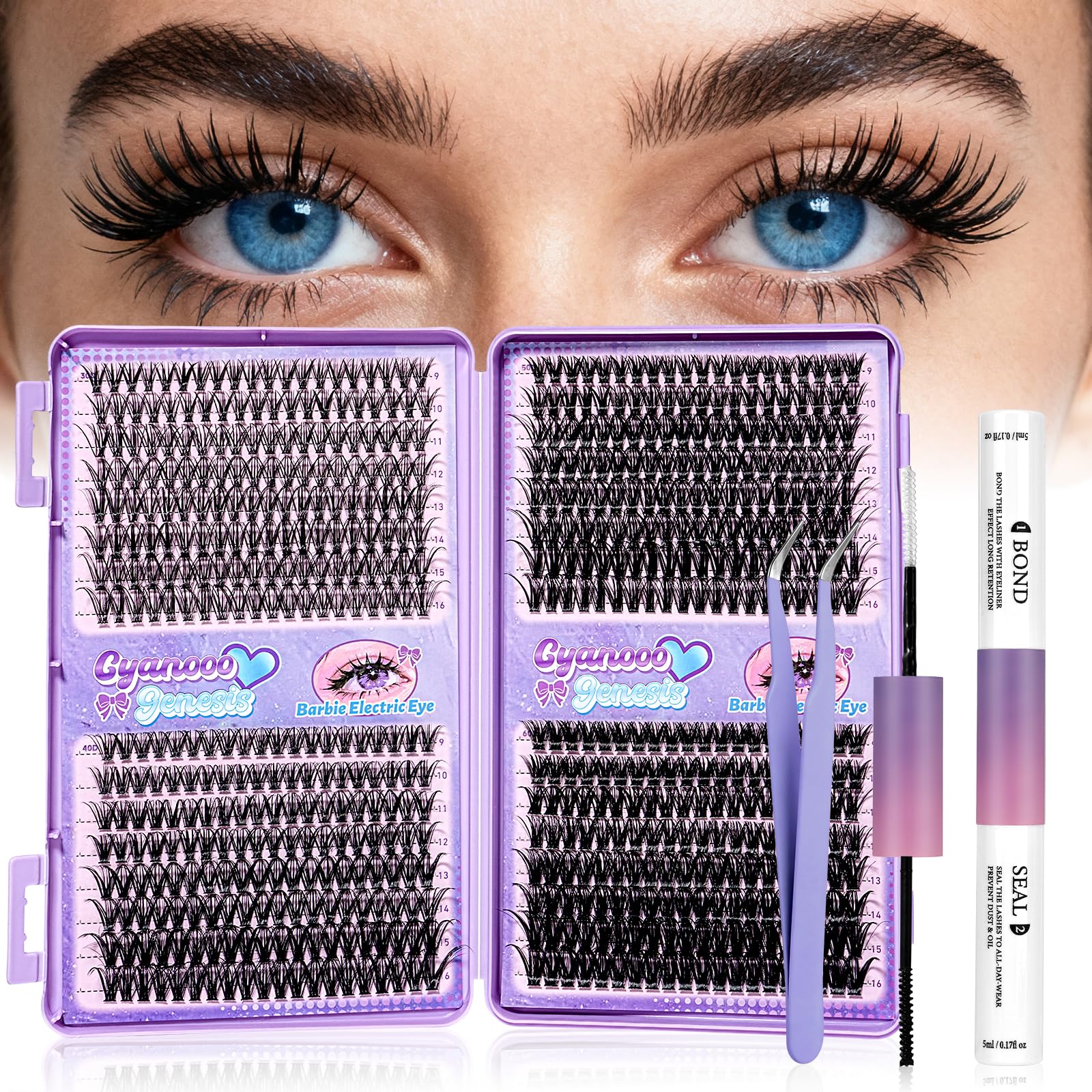 CyanoooGenesis 640pcs lash clusters kit for easy at-home lash DIY