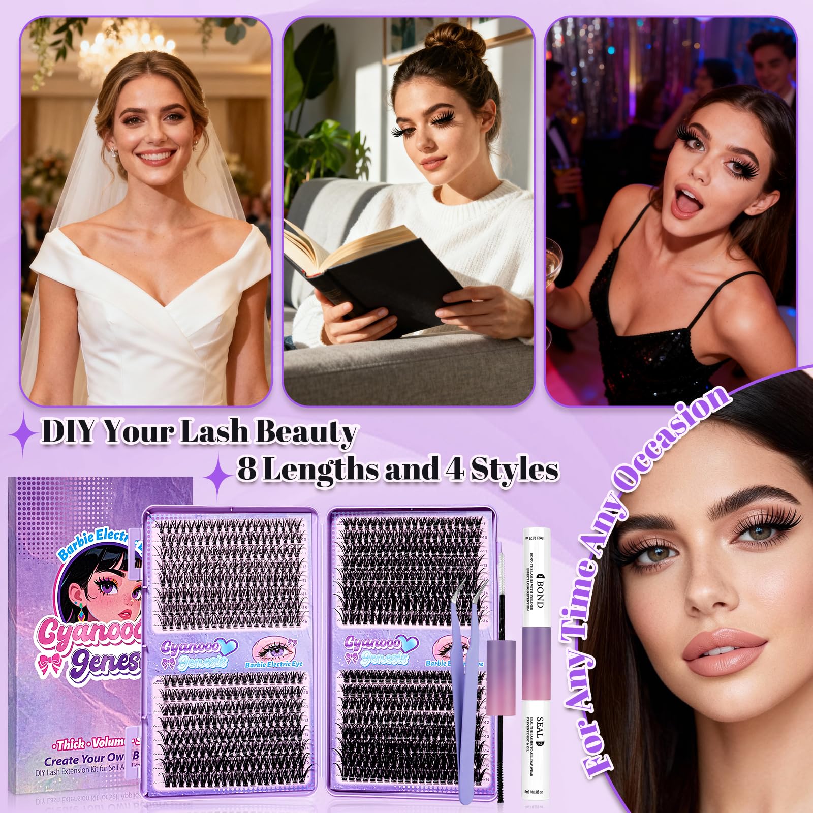 CyanoooGenesis reusable lash clusters with gentle cleaning for extended use
