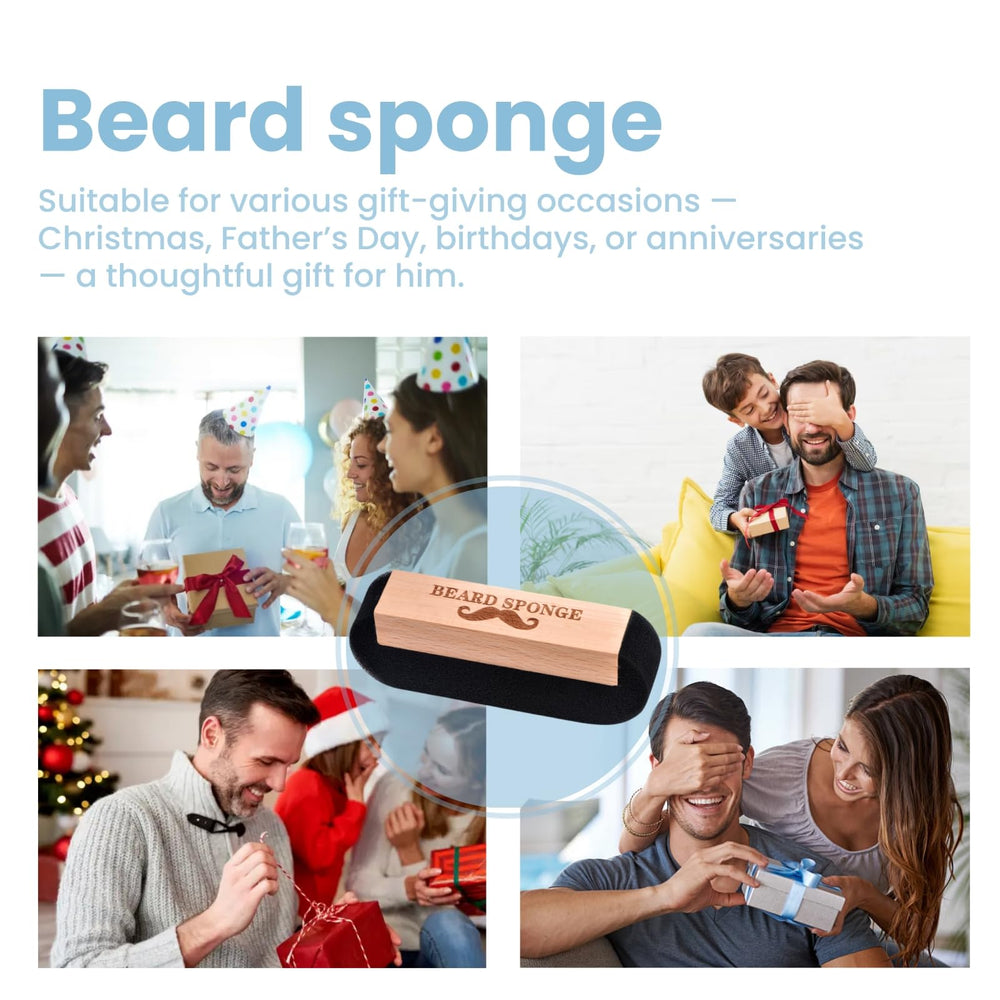 Cyberplex beard sponge in action while grooming, catching hairs instantly