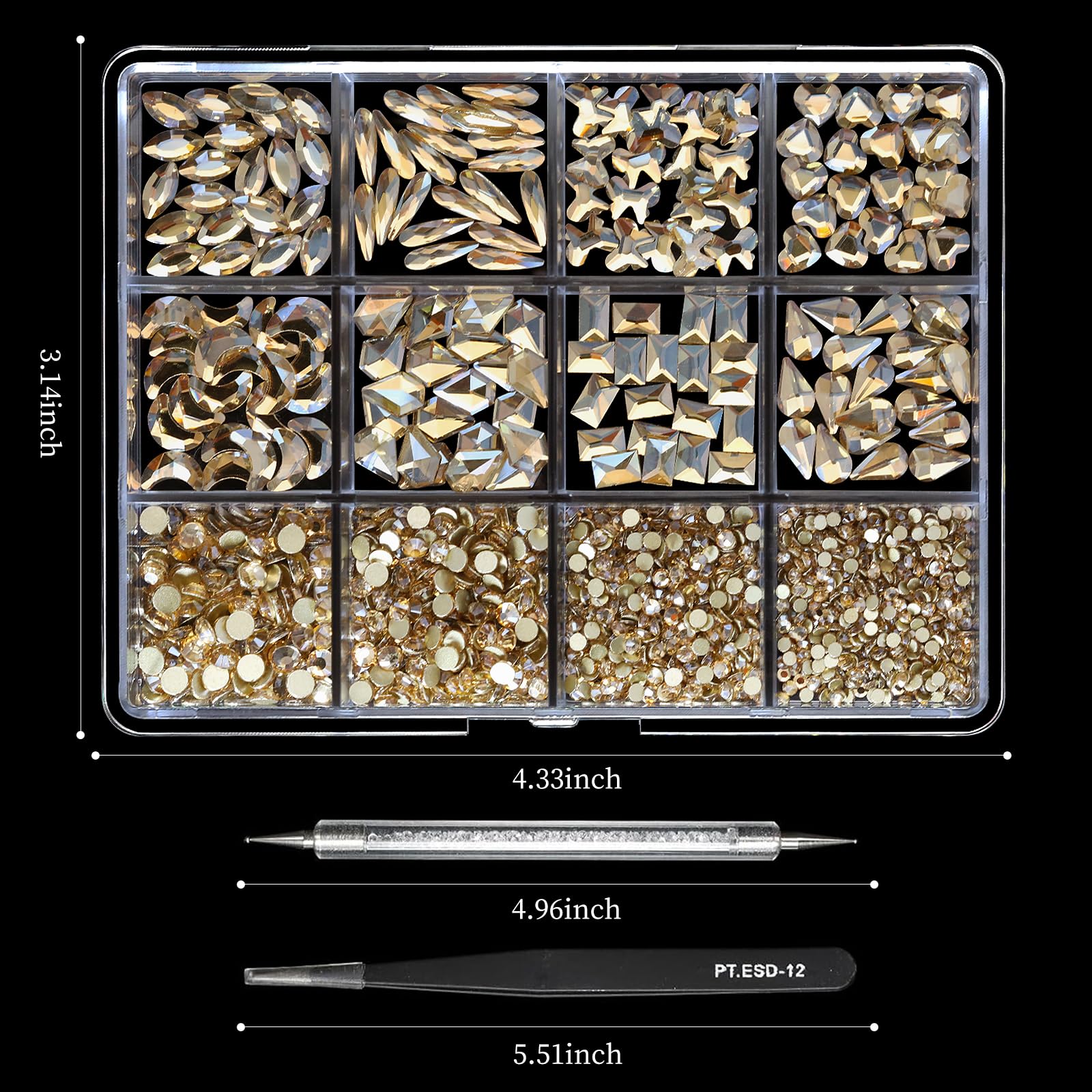 Cycullinyt crystal rhinestones kit ideal for DIY nails, phone cases, and fashion accents.