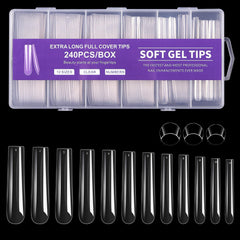 Cycullinyt long square nail tips clear swatch for easy, salon-quality at-home extensions.