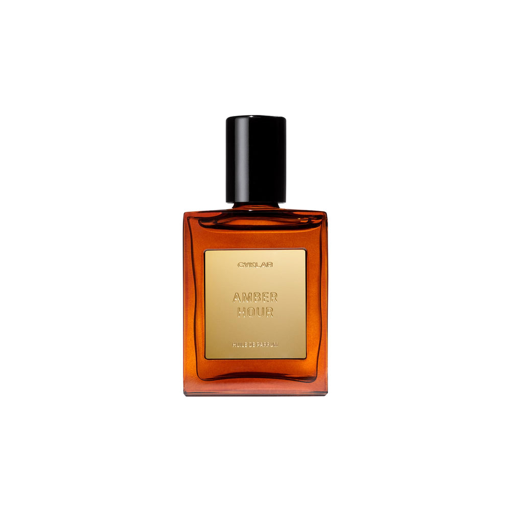 CYKLAR Amber Hour bottle highlights a lasting fragrance for all-day wear.