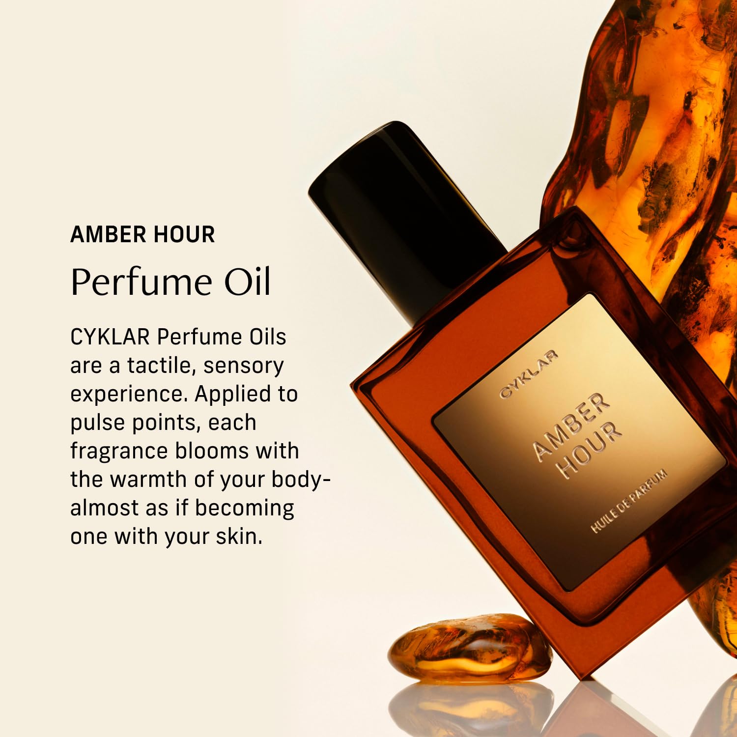 CYKLAR Amber Hour roll-on enables precise, mess-free application at pulse points.