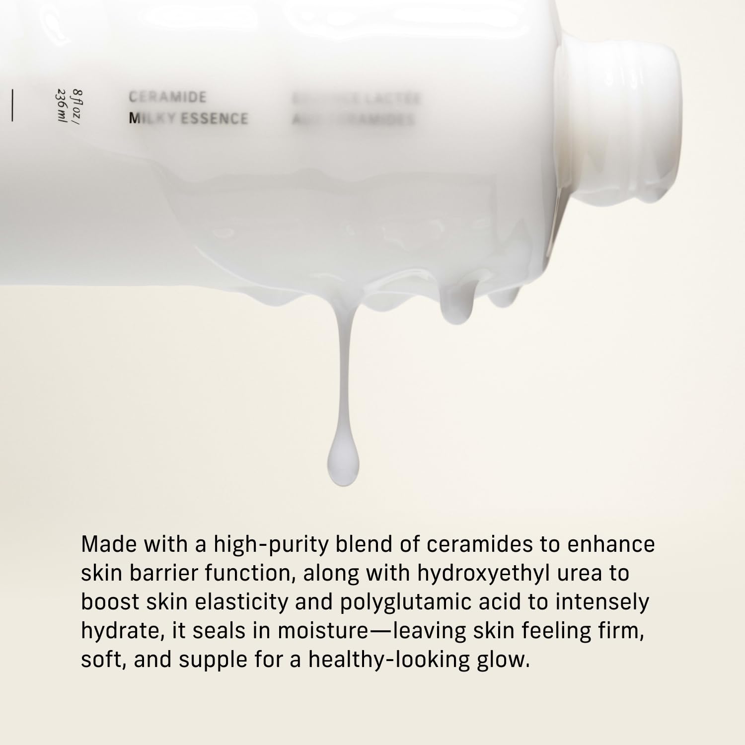 Closeup of texture shows milky, fast-absorbing formula for sensitive skin