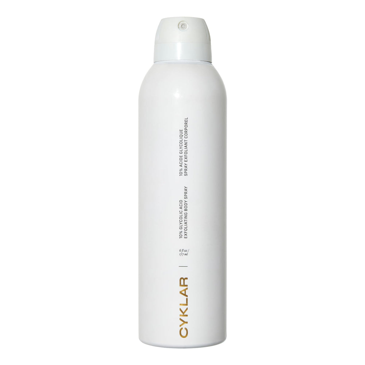 CYKLAR glycolic exfoliating spray bottle for gentle face and body exfoliation.