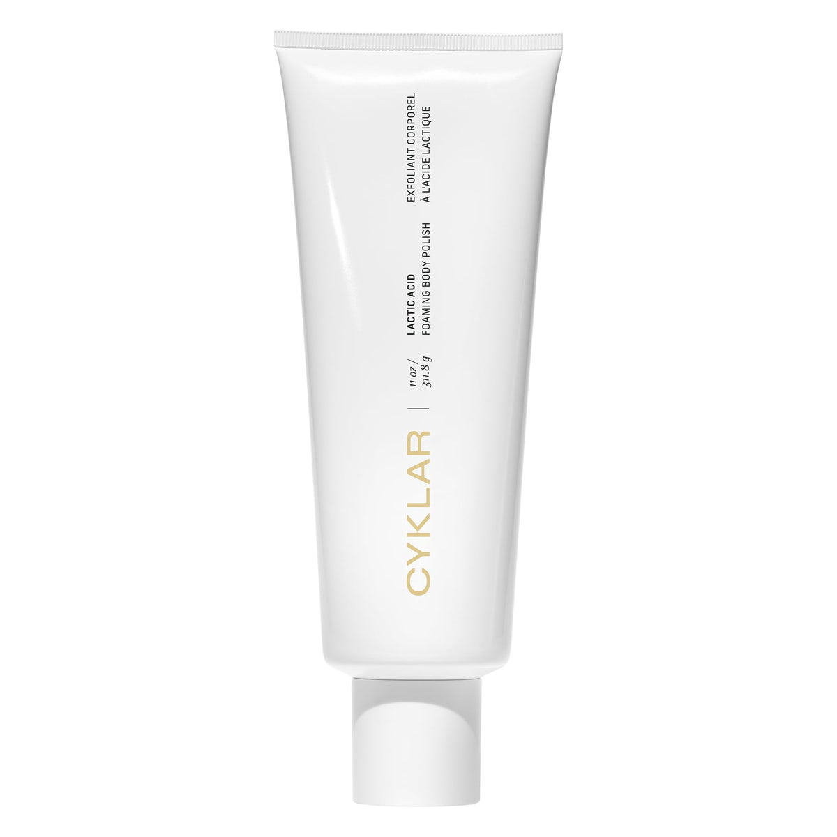 CYKLAR Lactic Acid Body Polish bottle front, fragrance-free exfoliation for smoother skin.