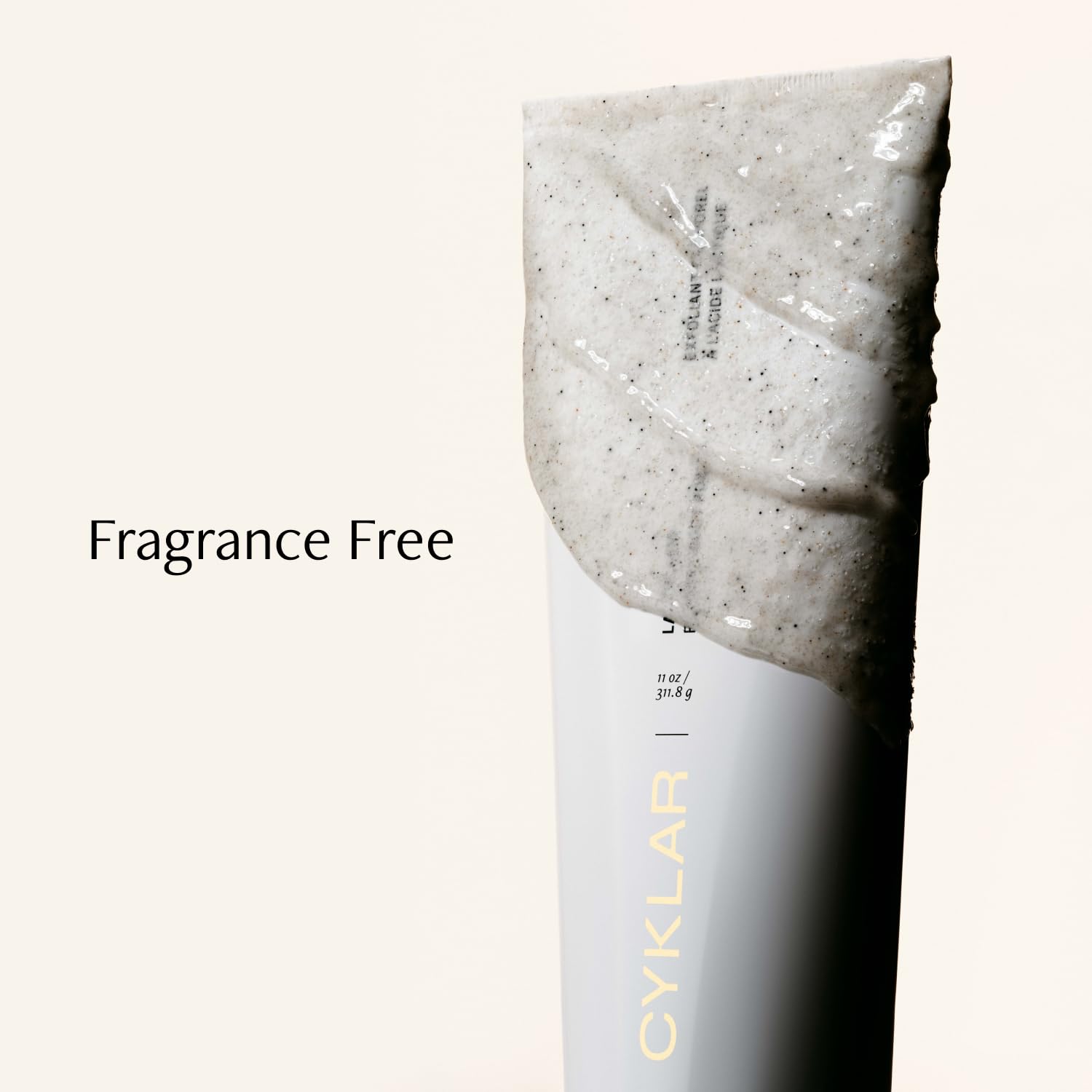CYKLAR Lactic Acid Body Polish pumice detail illustrates physical exfoliation.