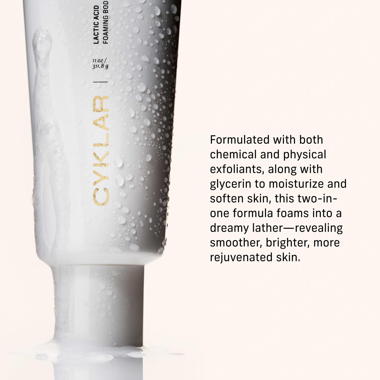 Closeup of creamy CYKLAR Lactic Acid Body Polish texture for easy massaging.