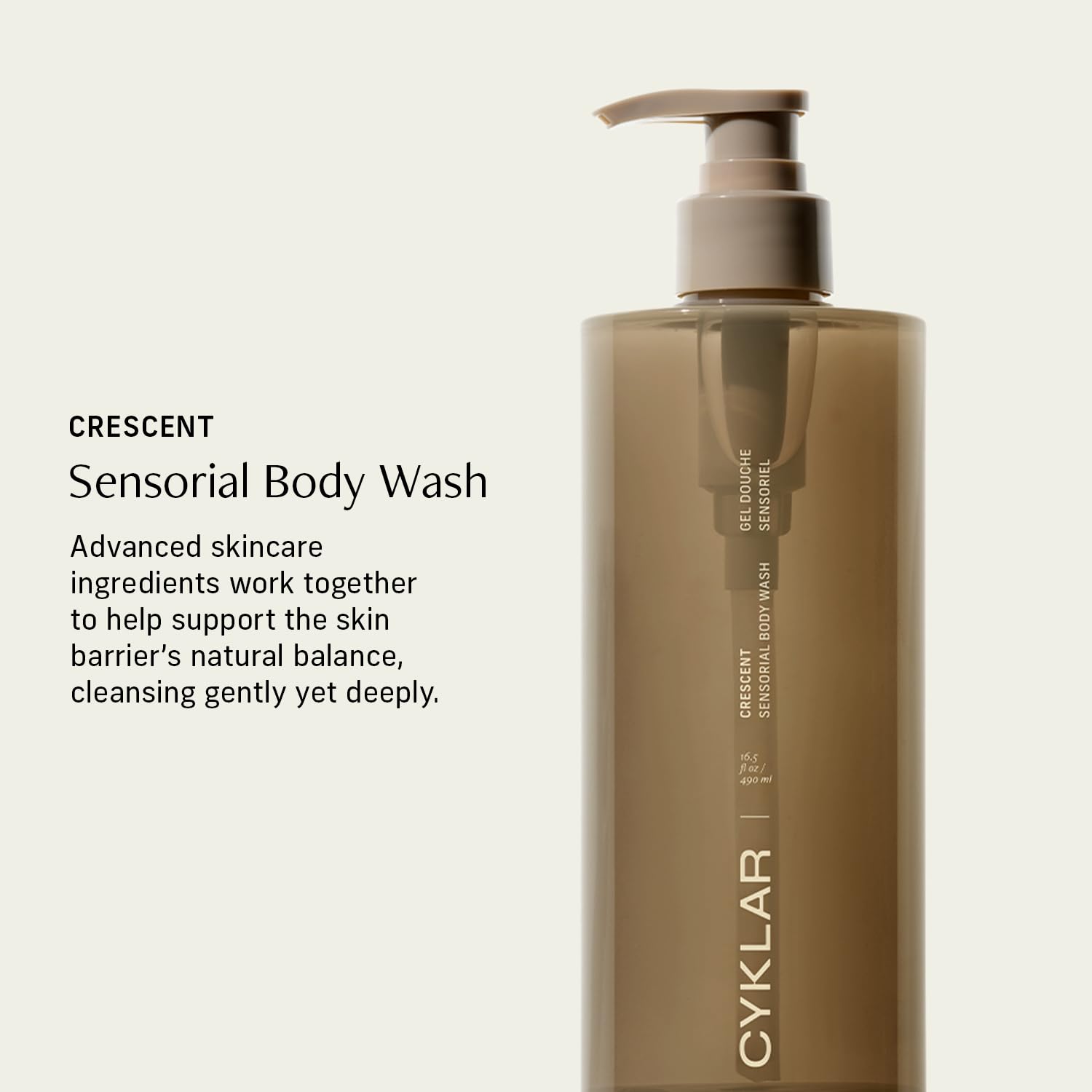CYKLAR Sensorial Body Wash Crescent lather close-up shows creamy texture and soothing hydration.