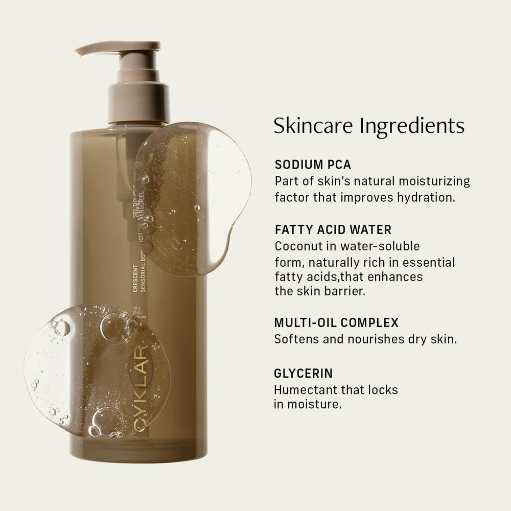 CYKLAR Crescent fragrance close-up highlights cedar, moss, and frankincense aroma.