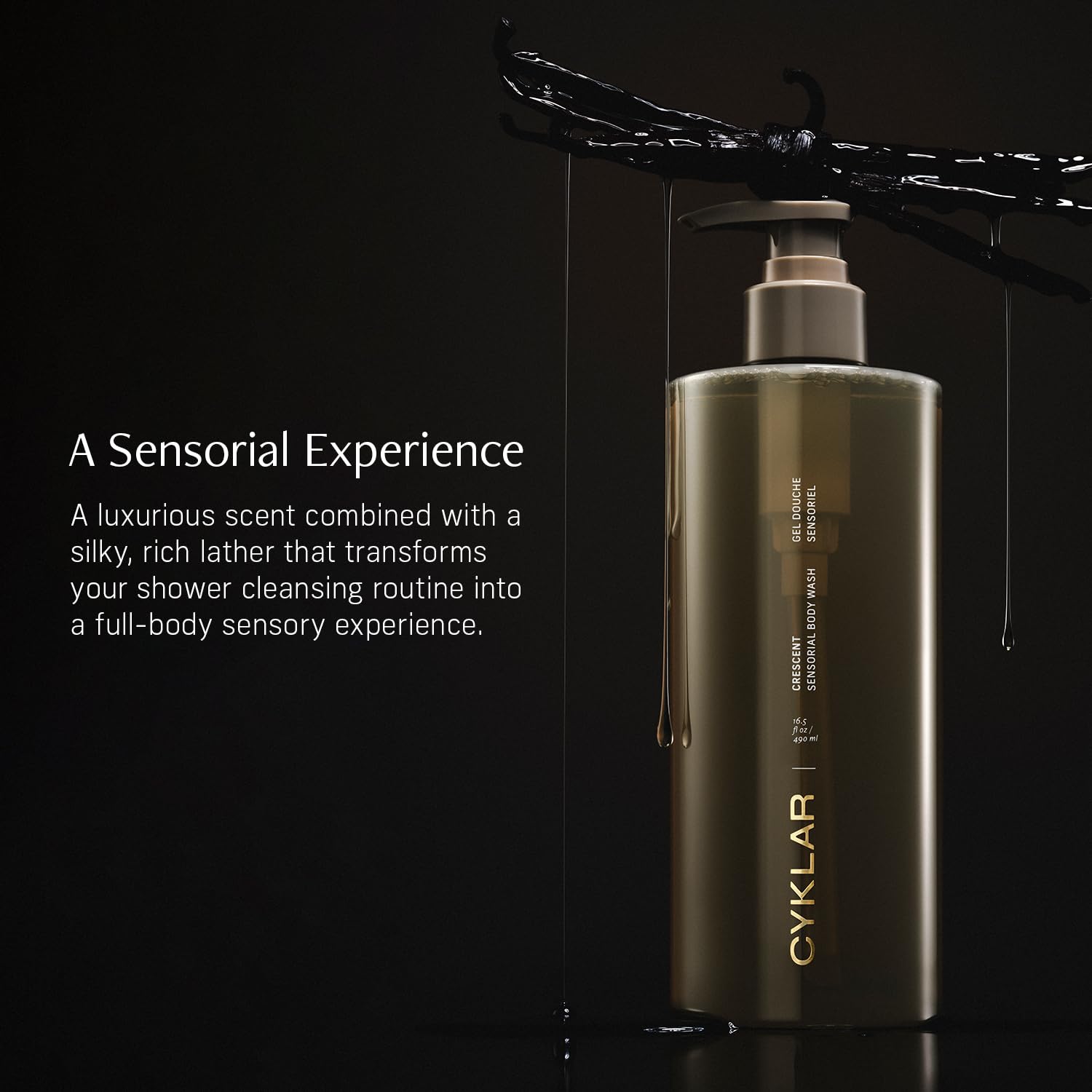 CYKLAR Sensorial Body Wash luxury packaging signals premium self-care routine.
