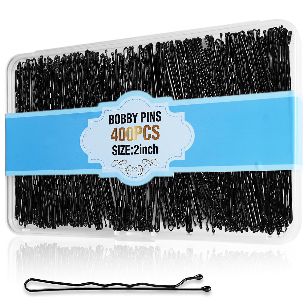 Pinzas Bobby Cyluer negras en empaque de 400 piezas para uso diario.