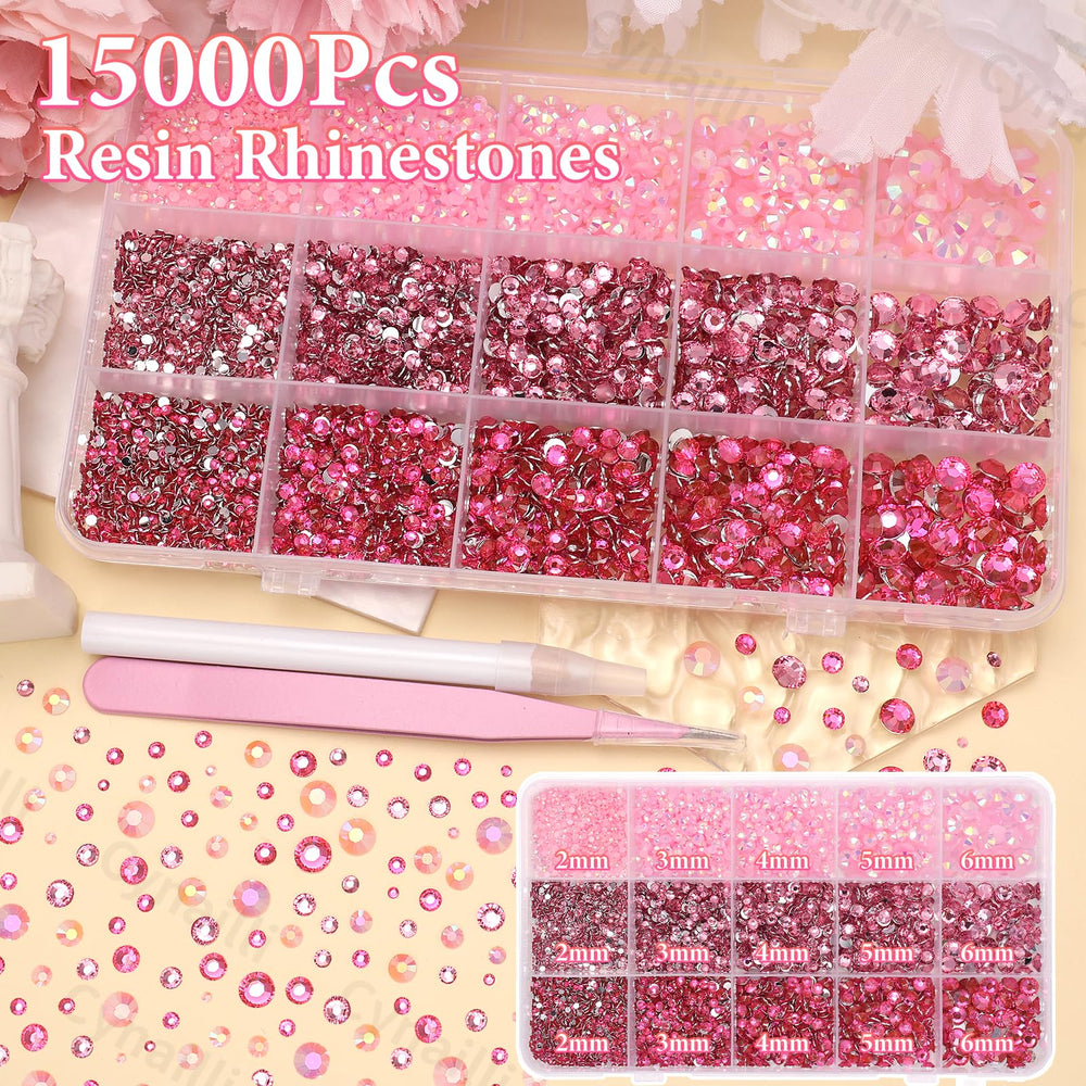 Cynailli pink resin rhinestones with delicate shine for crafts