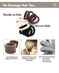Paquete de 12 ligas Cyndibands sin costura en marrón oscuro para uso diario