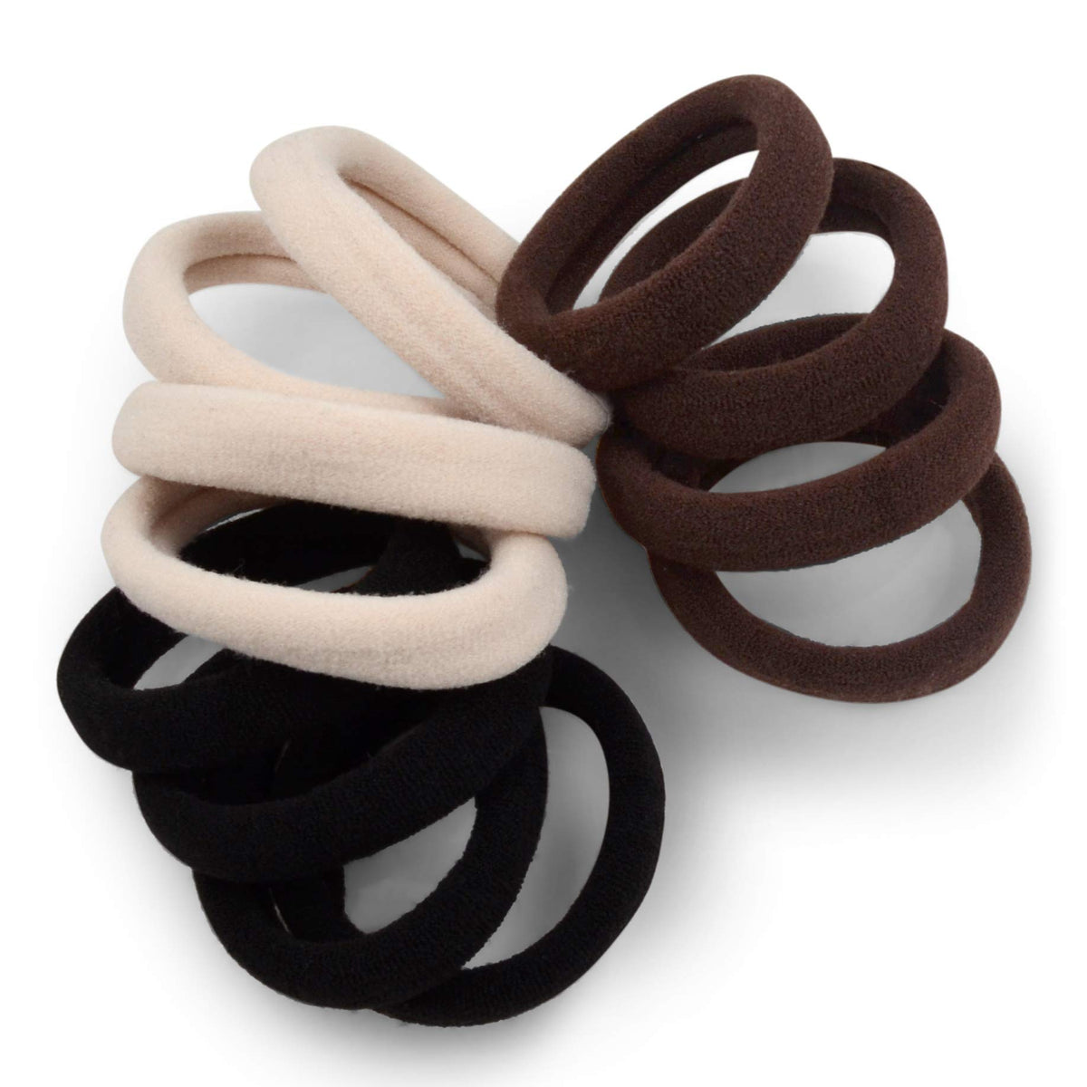 Cyndibands seamless hair ties in neutral colors for secure, snag-free ponytails.
