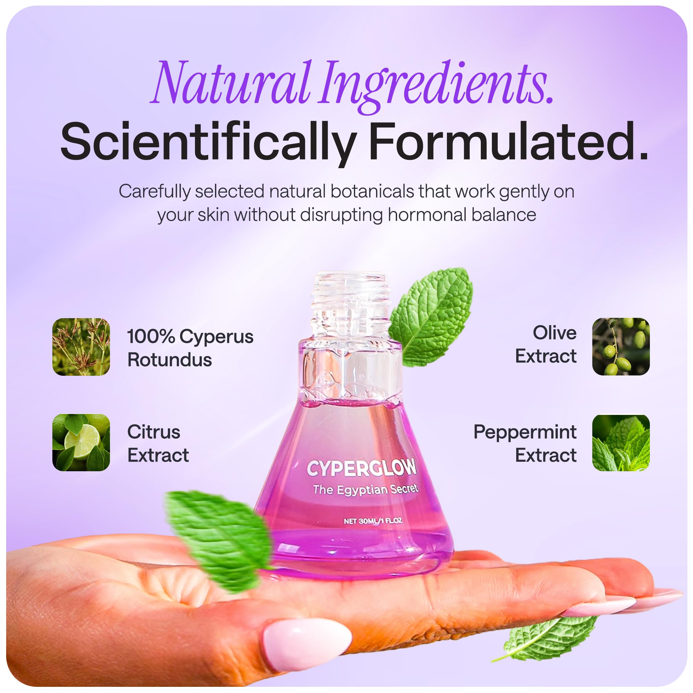 CYPERGLOW serum oil with lemon and peppermint offers refreshing feel