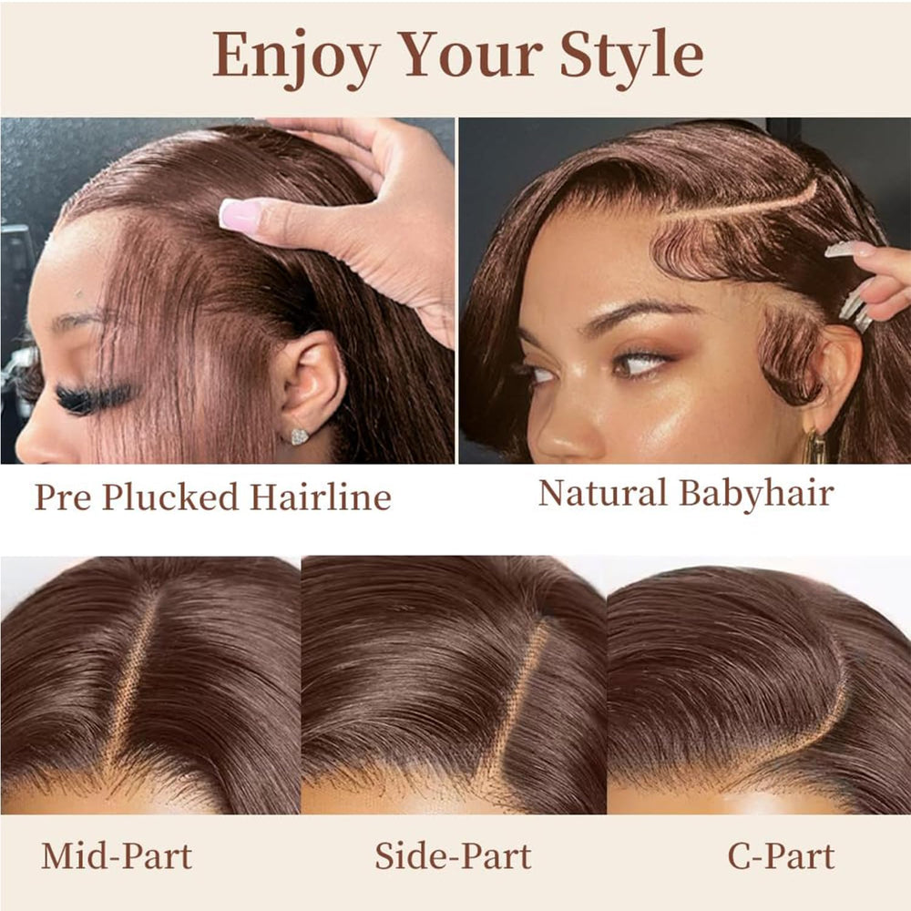 Cypha brown virgin human hair wig in multiple lengths for versatile styling