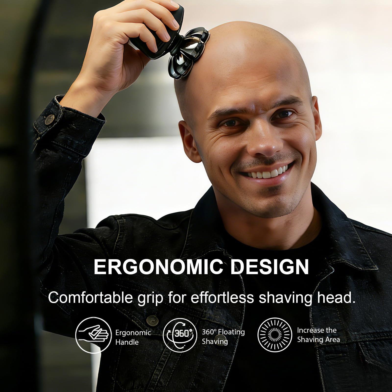 Cyruzi ergonomic grip provides comfortable control during shaving.
