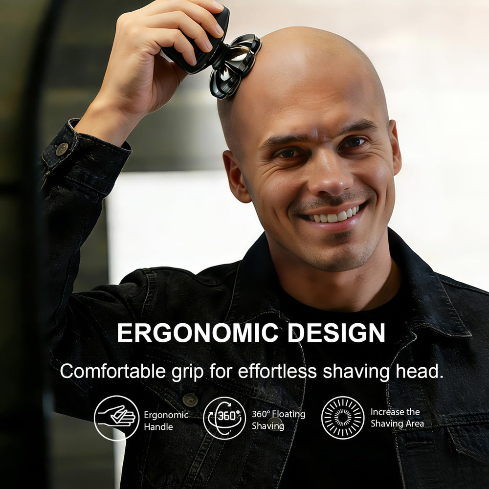 Cyruzi ergonomic grip provides comfortable control during shaving.