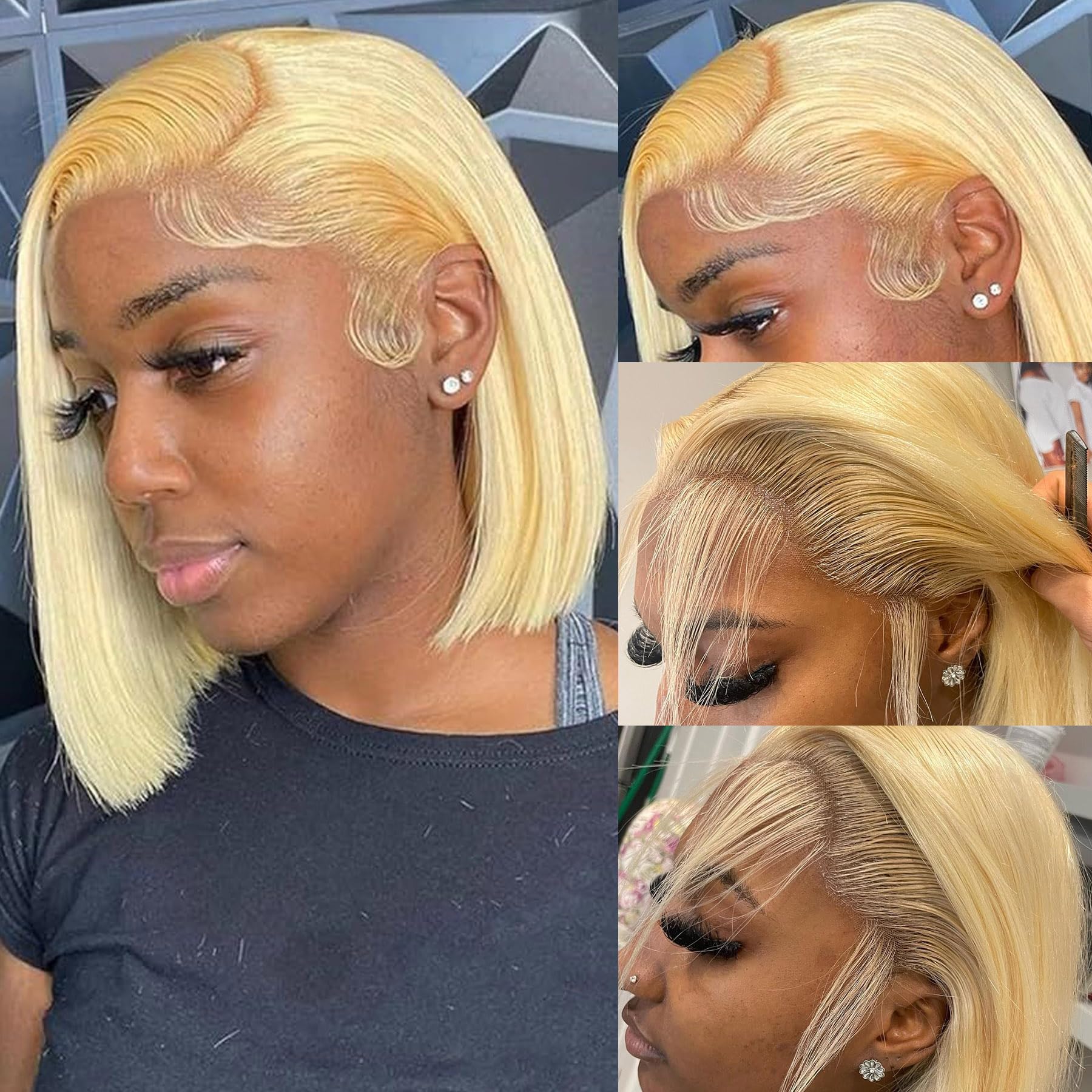 CYSDRH Blonde Bob Wig 613 front view showing natural hairline