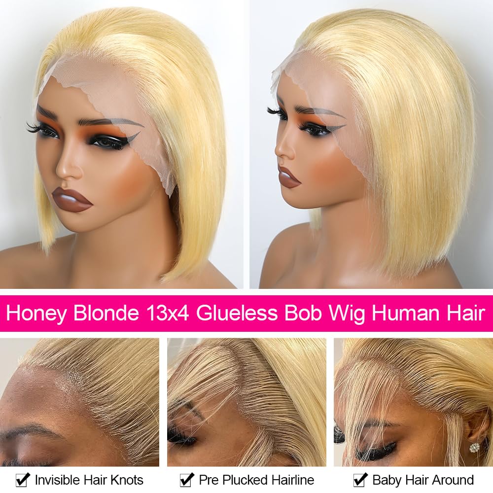 CYSDRH Blonde Bob Wig 613 side view with soft movement