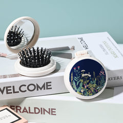 CZDZYMJYHS pocket hairbrush with mirror close-up shows soft bristles for gentle detangling