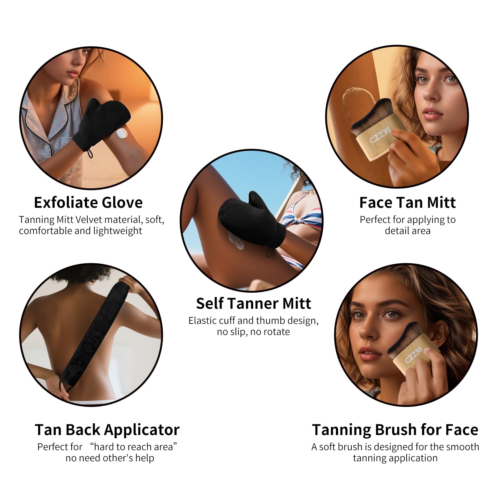 CZZXI aplicador espalda bronceado 32 pulgadas cobertura completa