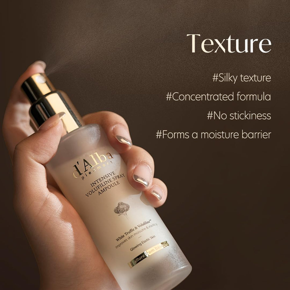 d'alba Piedmont elasticity care texture close-up on supple skin.