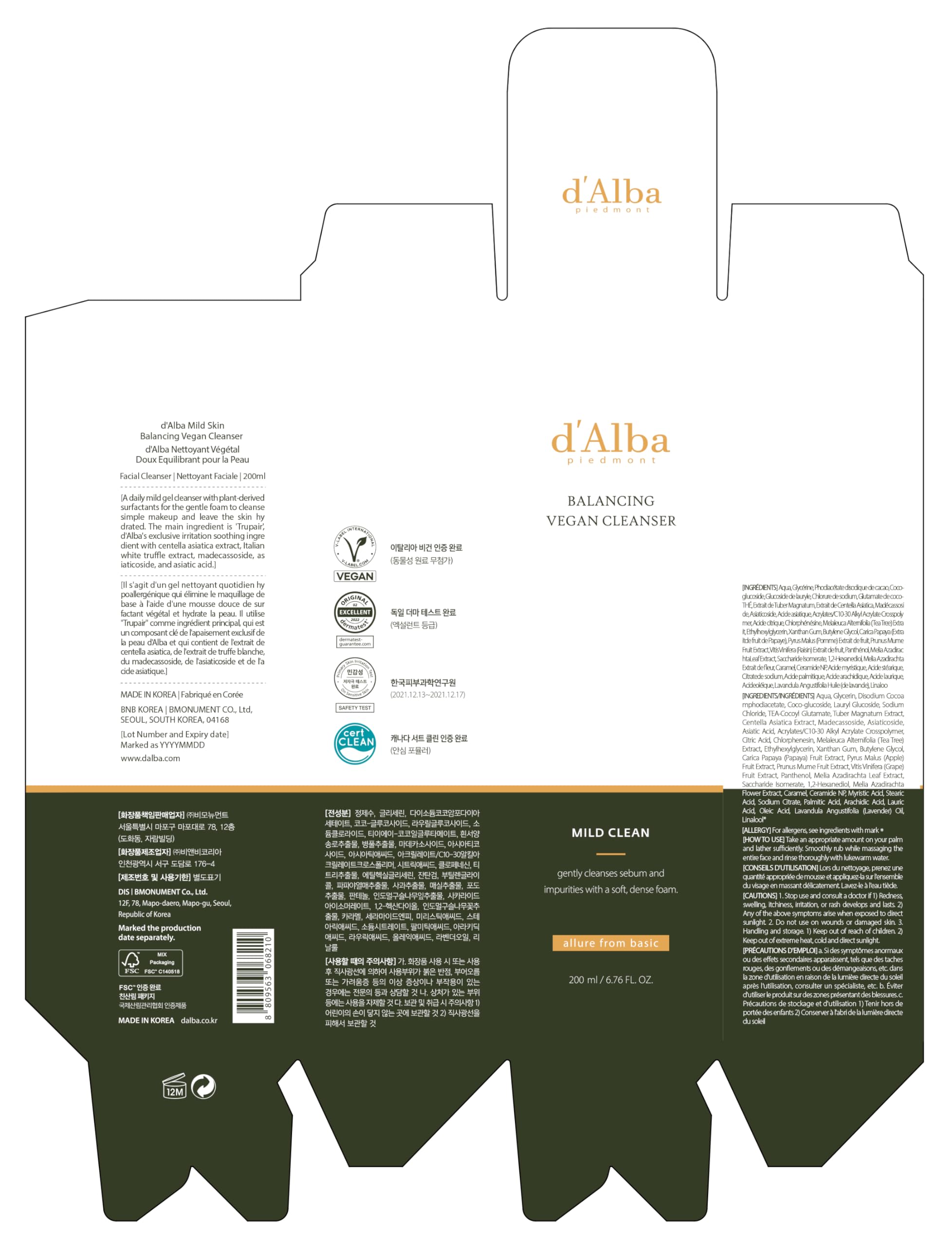 d'alba Piedmont: extracto de centella asiática calmante.