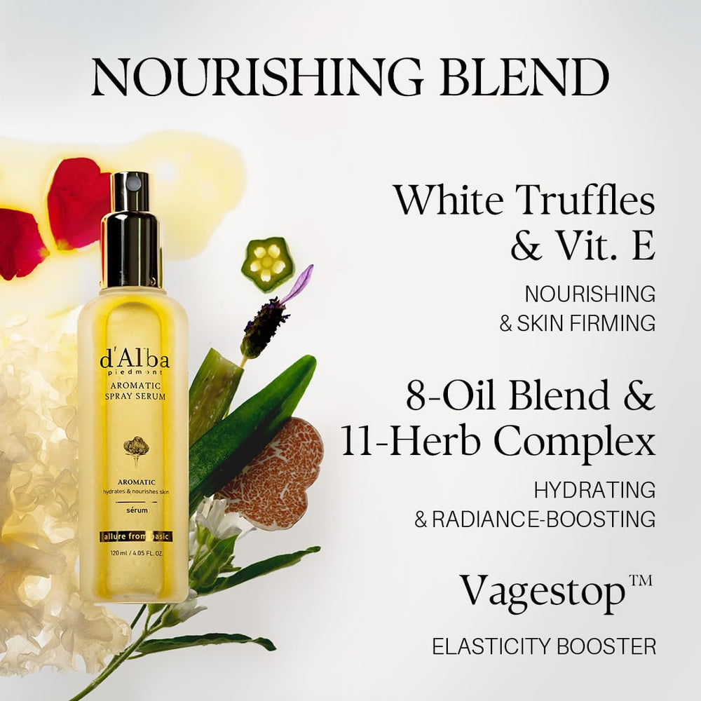 Packaging of d'alba Piedmont vegan formula with aromatic experience